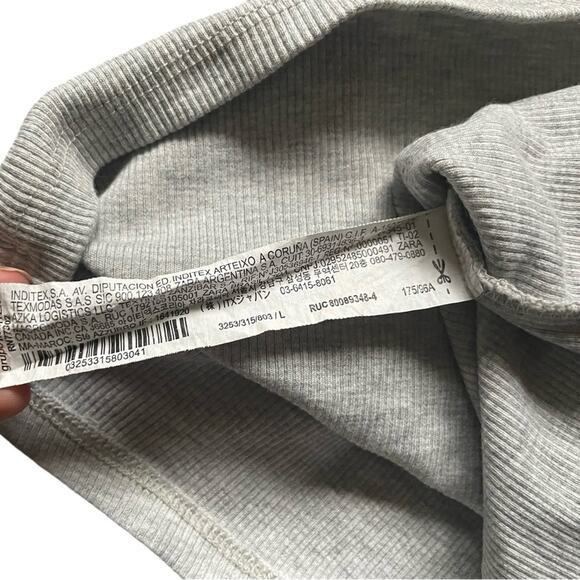 Zara Womens Grey Tank Crop top Spaghetti Strap Straight Cut V Neck Line Sz Large - Picture 6 of 8